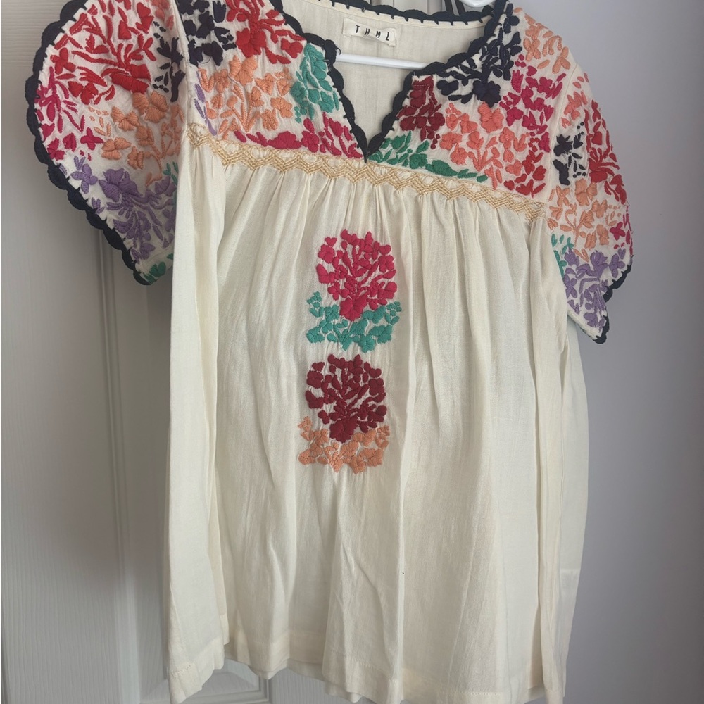 THML Cream Blouse with Multicolor Embroidery